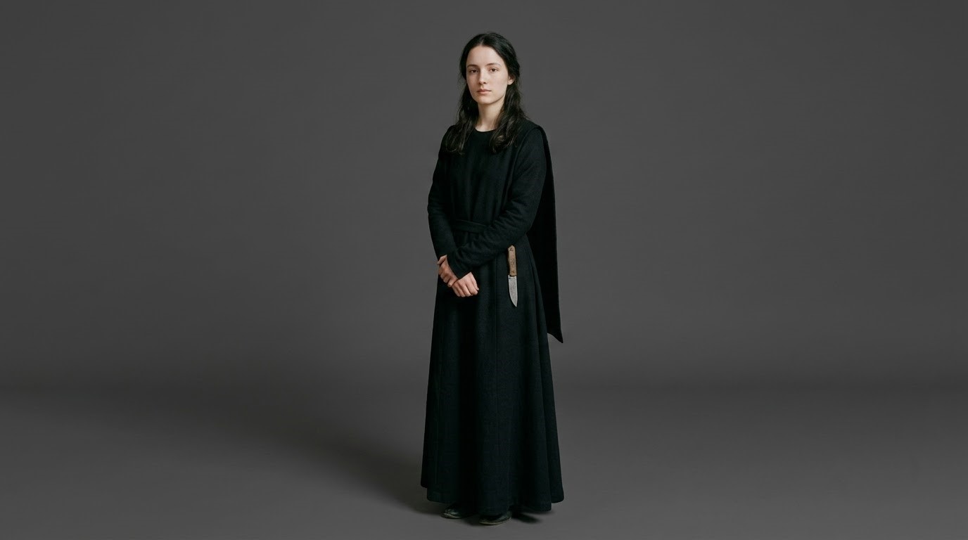 별지기의 검은 옷 — 허리끈에 작은 칼